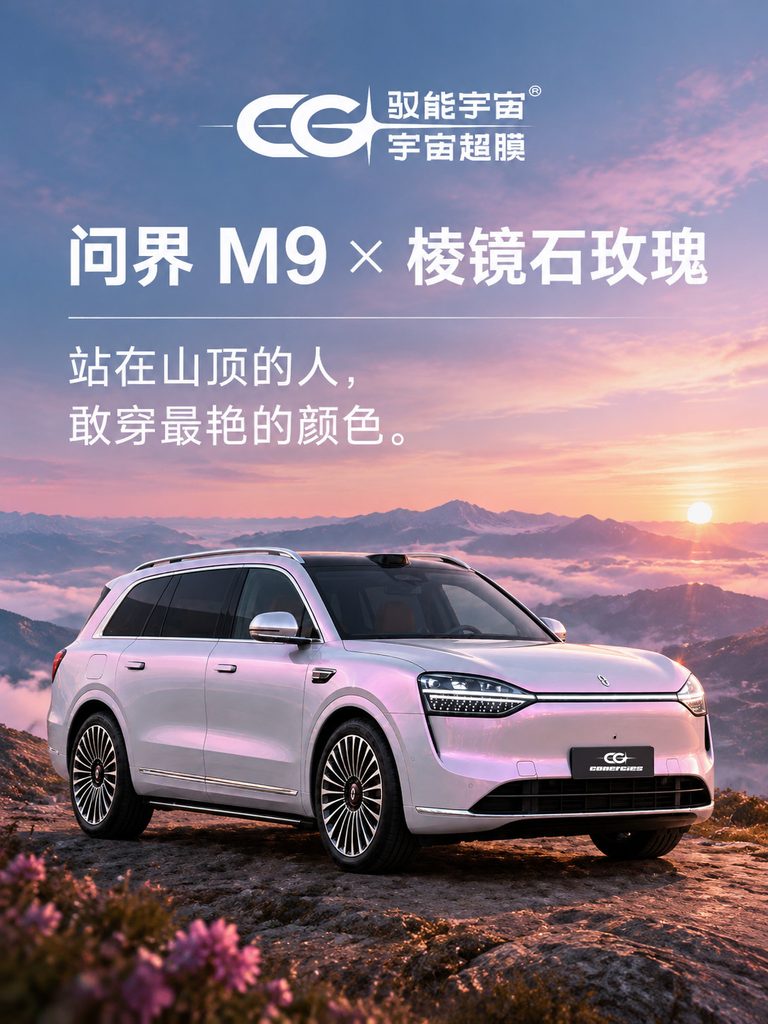 问界 M9 × 棱镜石玫瑰｜站在山顶的人，敢穿最艳的颜色
