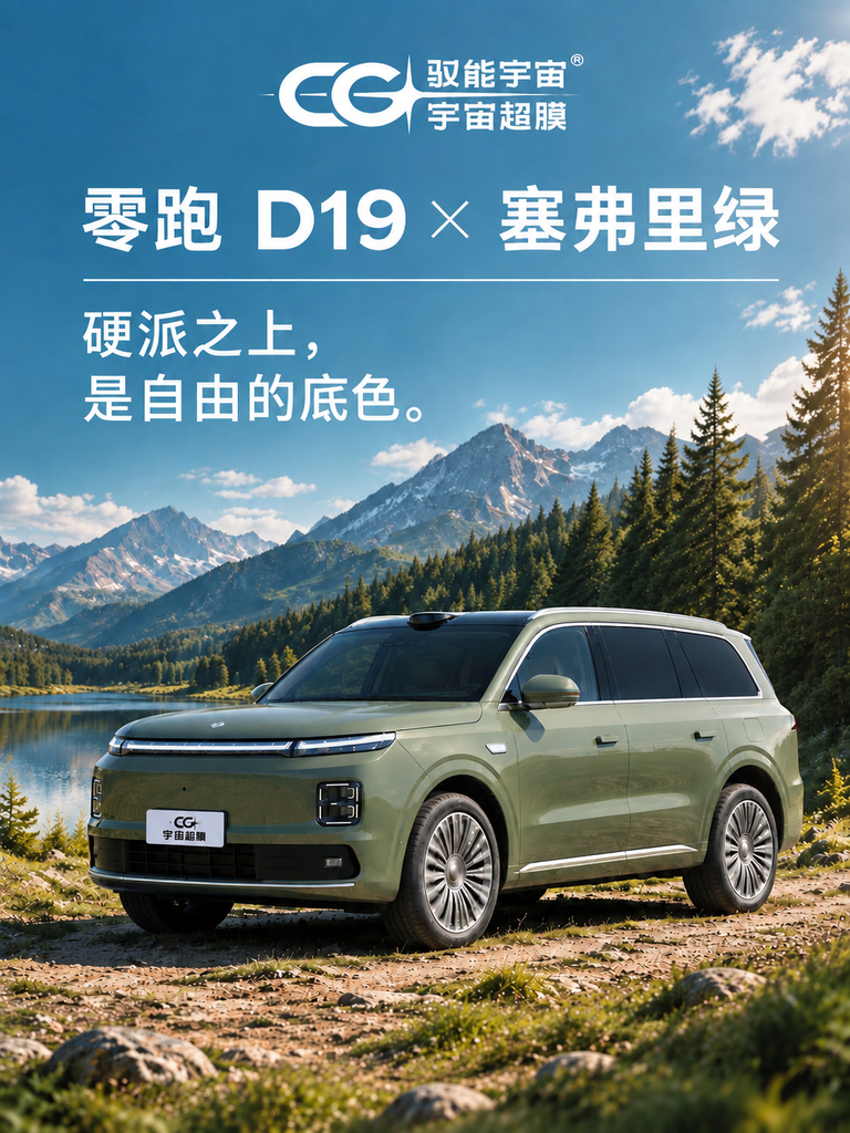 零跑 D19 × 塞弗里绿｜硬派之上，是自由的底色